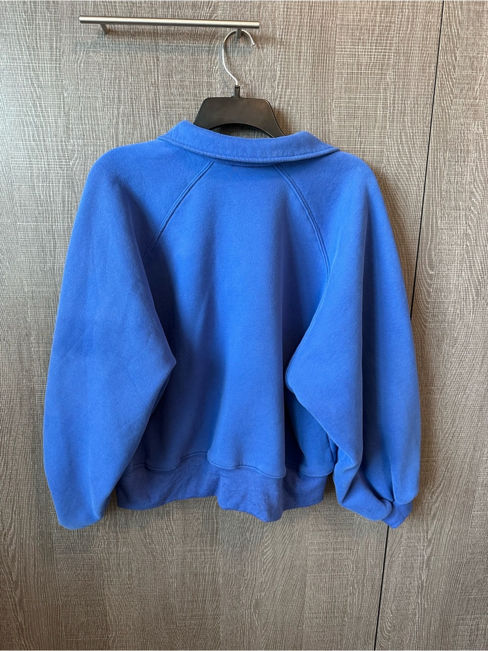 Altar'd State Balloon Sleeve Royal Blue Snap-Front Pullover Hoodie - Picture 5 of 5